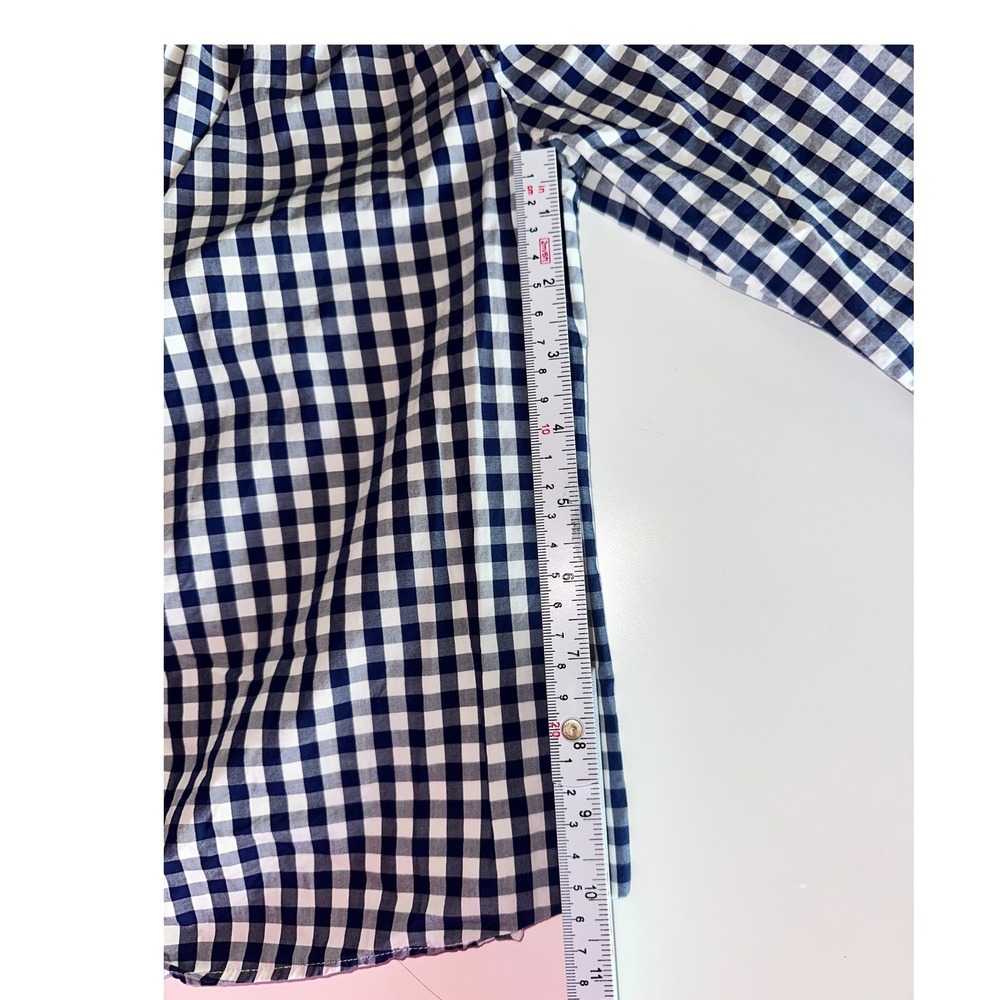 Madewell Navy White Gingham Smocked Off The Shoulder‎ Cotton Blouse G1547 SP 17 - Picture 11 of 11